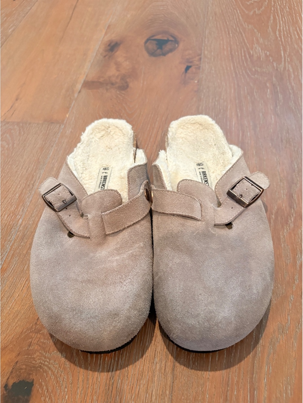 Birkenstock Beige Suede Shearling Clogs EU 43 Narrow Size 10-10.5